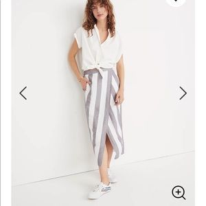 Madewell Linen Striped Overlay Skirt